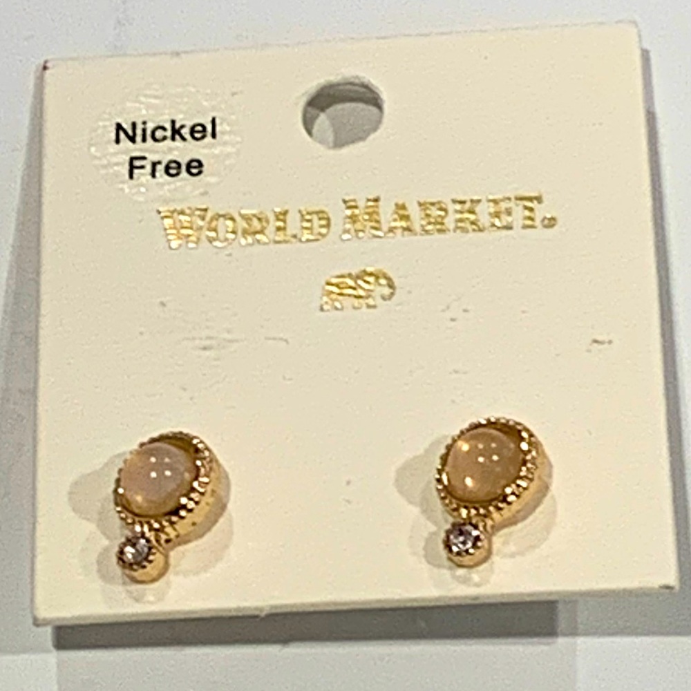 World market crystal stud earrings detail rhinestone set card nwt - Picture 1 of 1